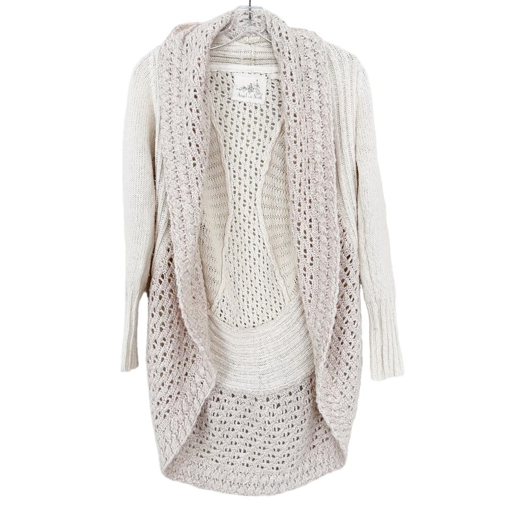 Anthro Angel of the North Wool Blend Cream Knit Cardigan Sz XS